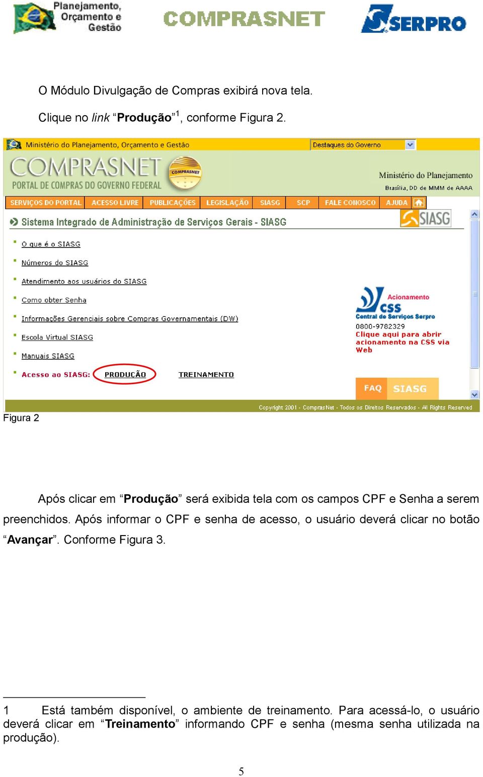 Após informar o CPF e senha de acesso, o usuário deverá clicar no botão Avançar. Conforme Figura 3.