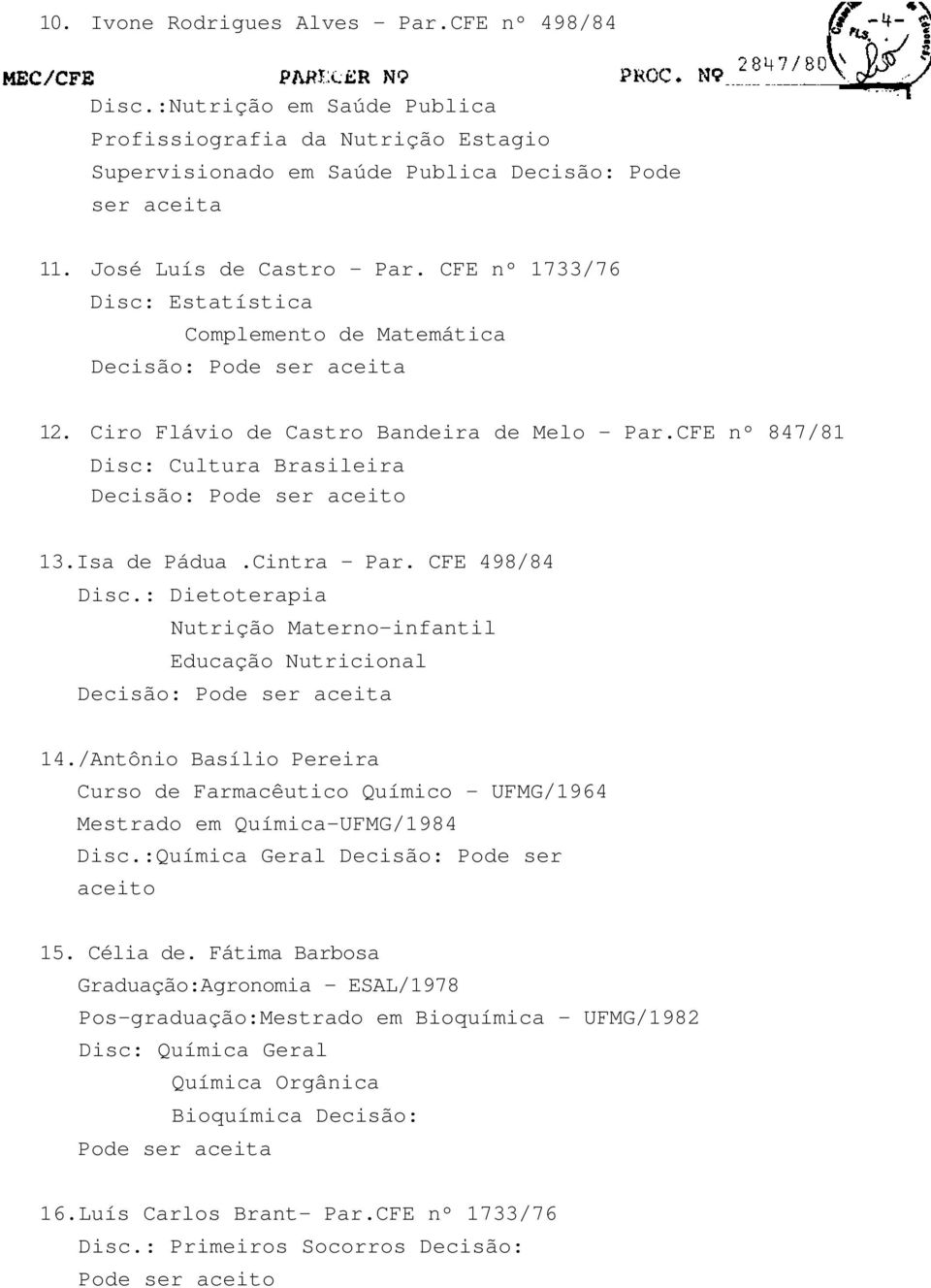 : Dietoterapia Nutrição Materno-infantil Educação Nutricional 1./Antônio Basílio Pereira Curso de Farmacêutico Químico - UFMG/196 Mestrado em Química-UFMG/198 Disc.