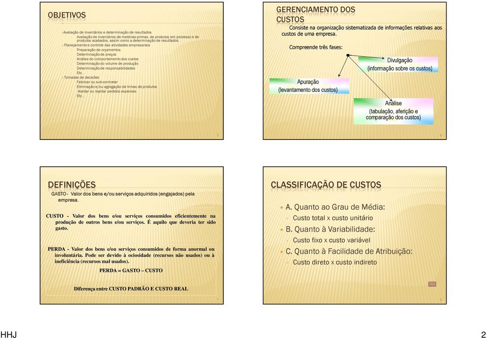 responsabilidades Etc... Tomadas de decisões Fabricar ou sub-contratar Eliminação e/ou agregação de linhas de produtos Aceitar ou rejeitar pedidos especiais Etc.