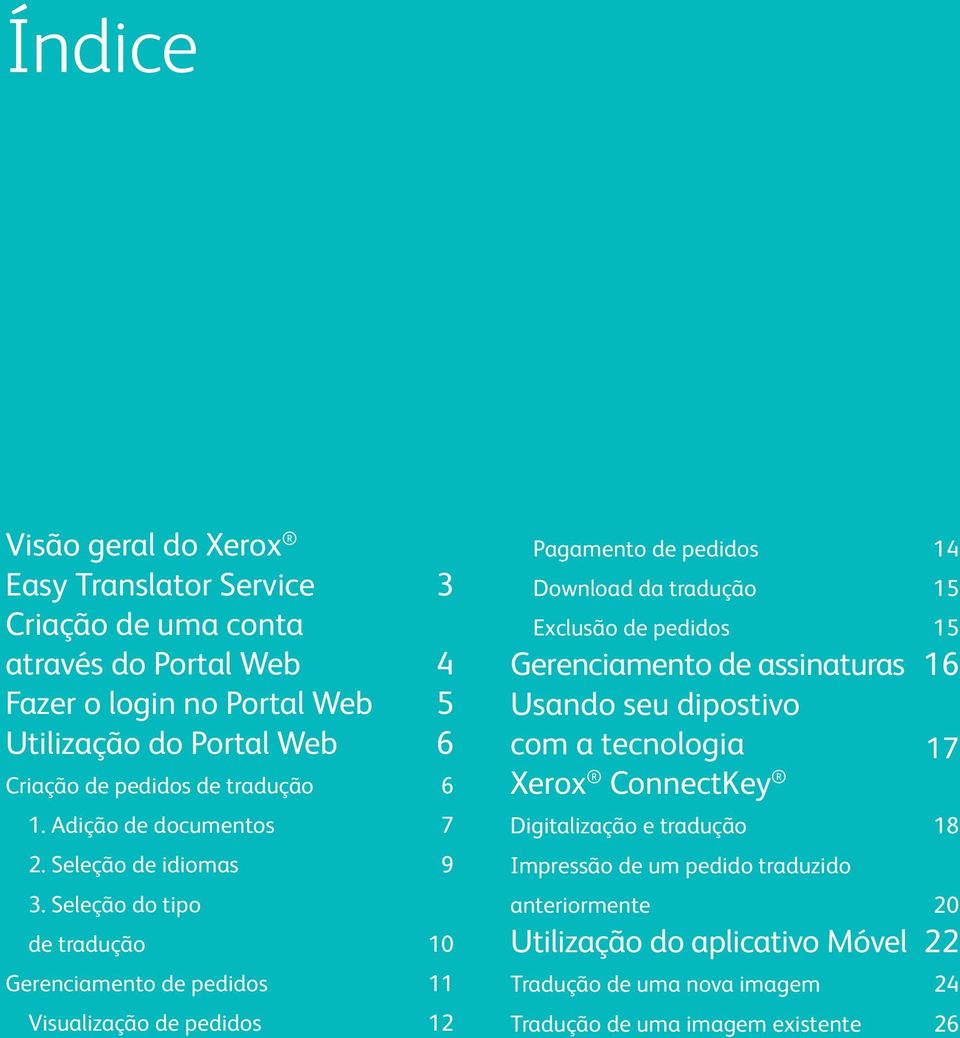 Seleção do tipo de tradução 10 Gerenciamento de pedidos 11 Visualização de pedidos 12 Pagamento de pedidos 14 Download da tradução 15 Exclusão de pedidos 15