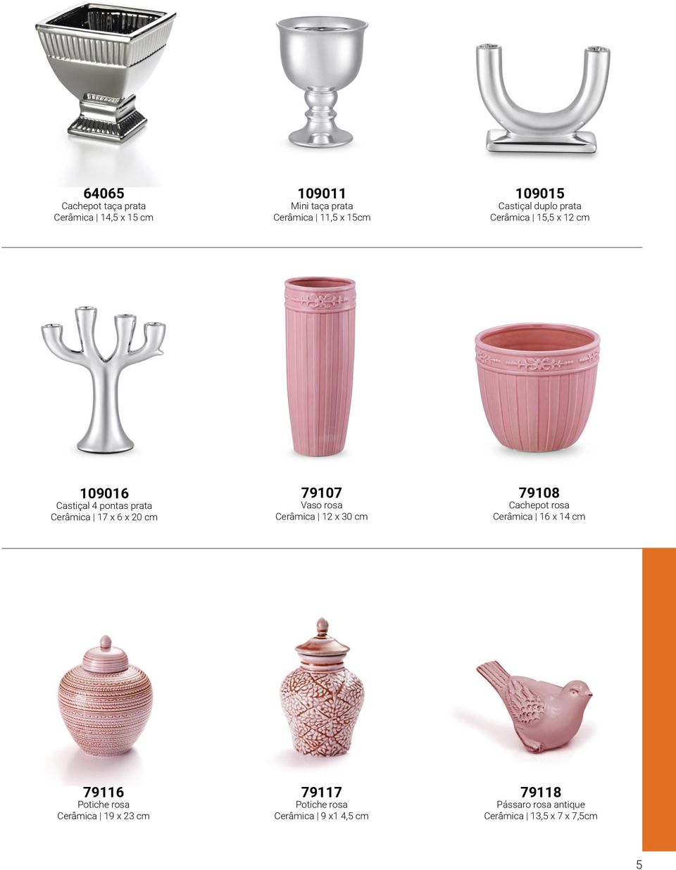 79107 79108 Vaso rosa Cachepot rosa Cerâmica 12 x 30 cm Cerâmica 16 x 14 cm 79116 Potiche rosa