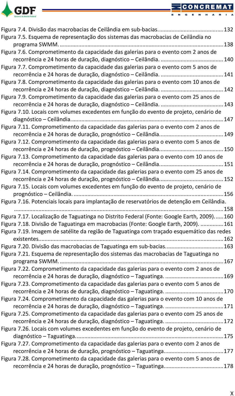 7. Comprometimento da capacidade das galerias para o evento com 5 anos de recorrência e 24 horas de duração, diagnóstico Ceilândia.... 141 Figura 7.8.