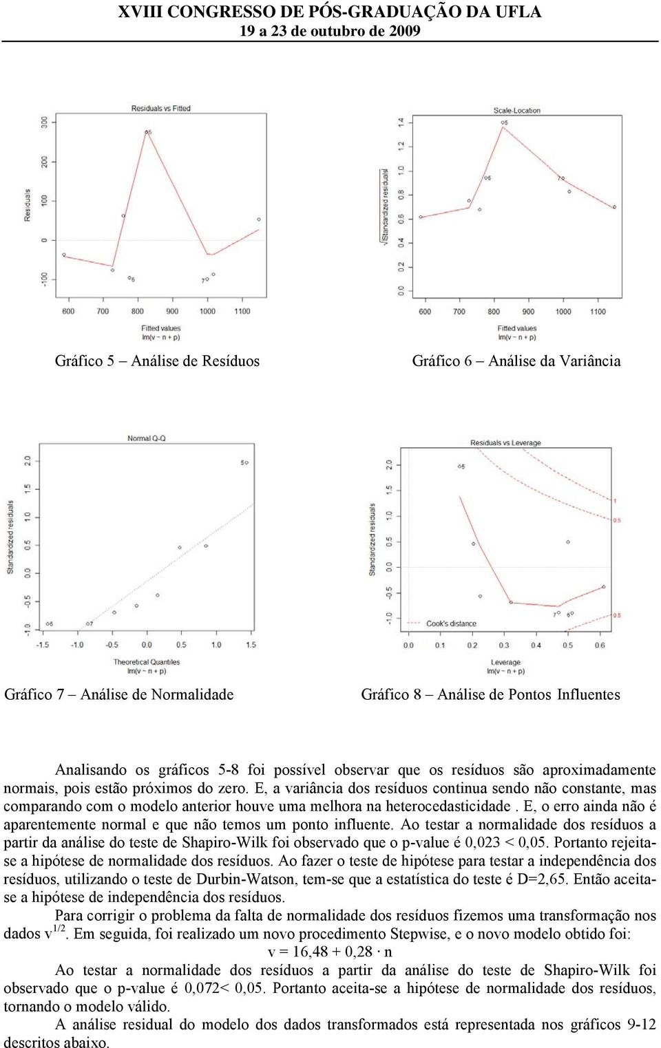 E, o erro ainda não é aparentemente normal e que não temos um ponto influente.