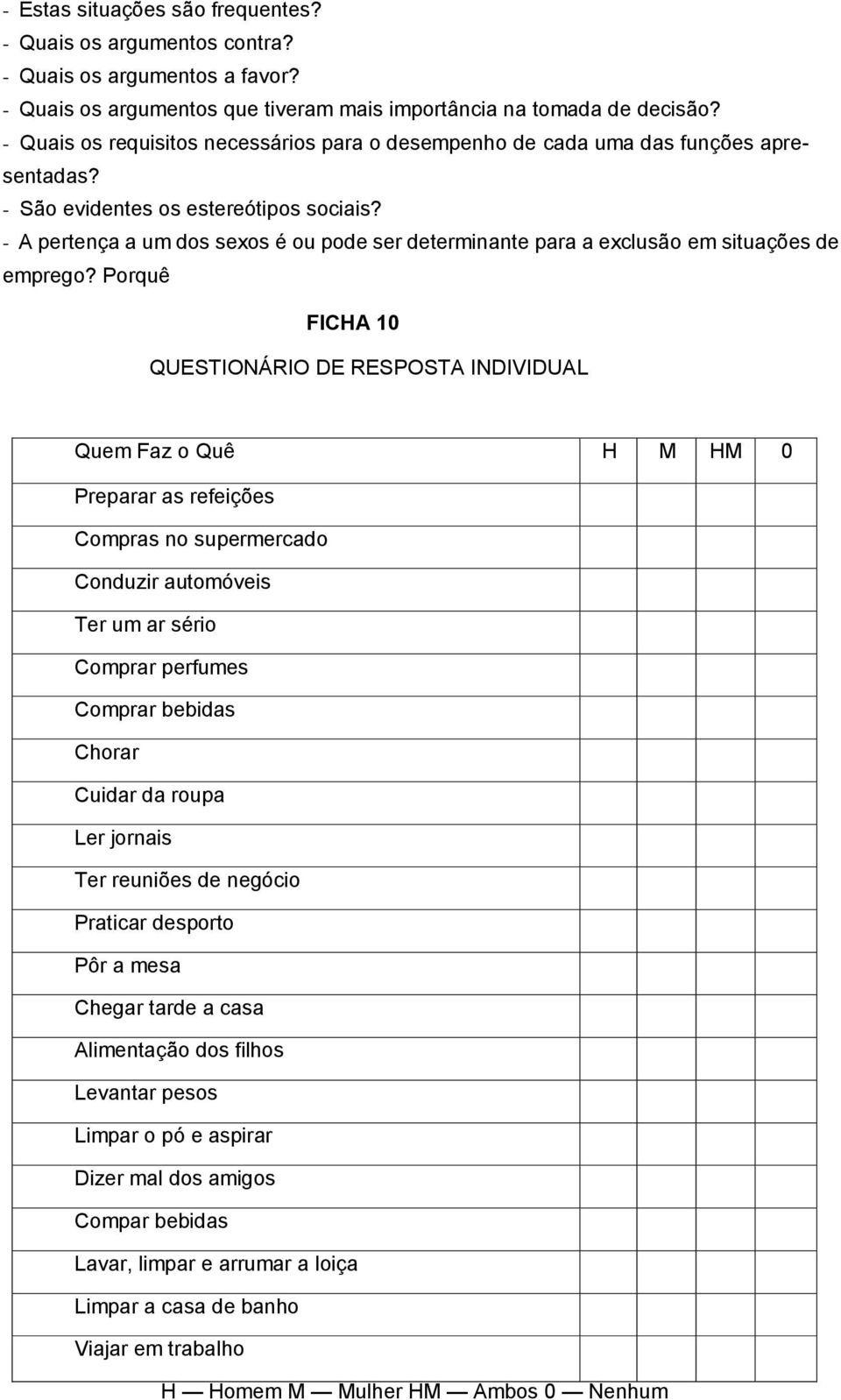 - A pertença a um dos sexos é ou pode ser determinante para a exclusão em situações de emprego?