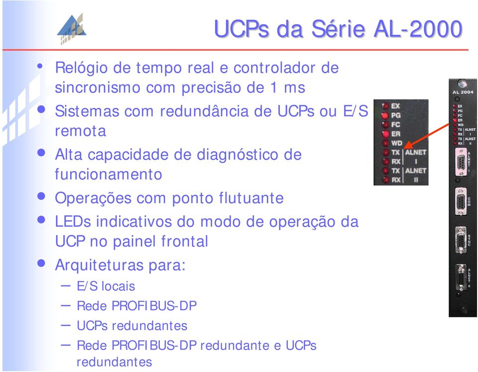 Operações com ponto flutuante LEDs indicativos do modo de operação da UCP no painel frontal