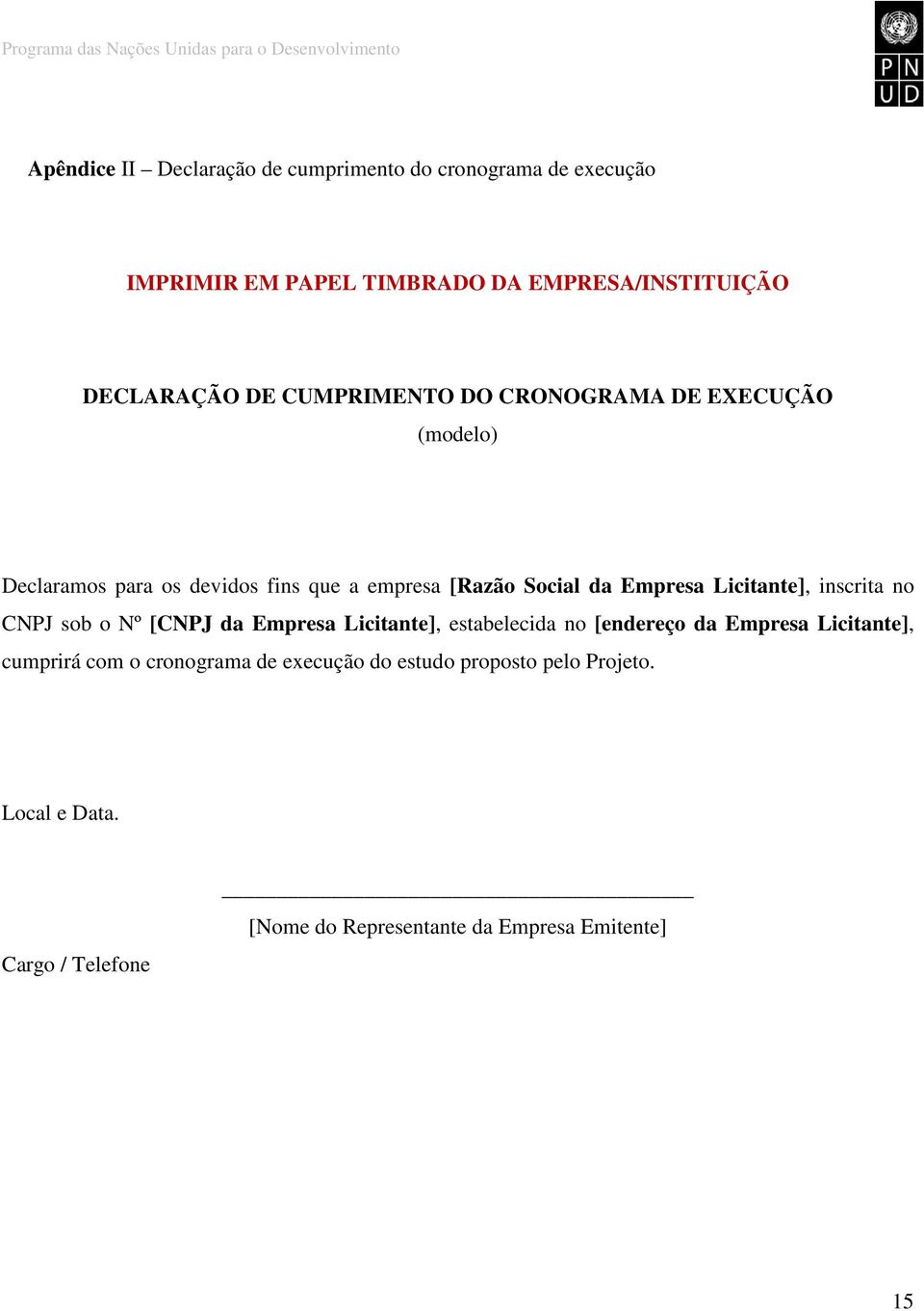 Licitante], inscrita no CNPJ sob o Nº [CNPJ da Empresa Licitante], estabelecida no [endereço da Empresa Licitante], cumprirá