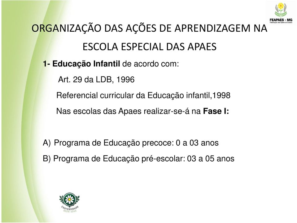 29 da LDB, 1996 Referencial curricular da Educação infantil,1998 Nas escolas