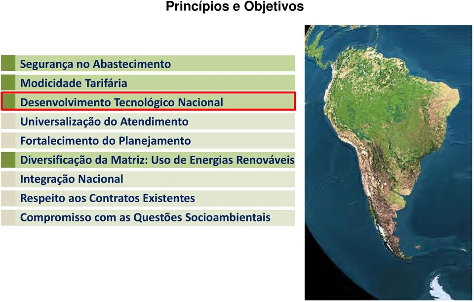 Fortalecimento do Planejamento Diversificação da Matriz: Uso de Energias