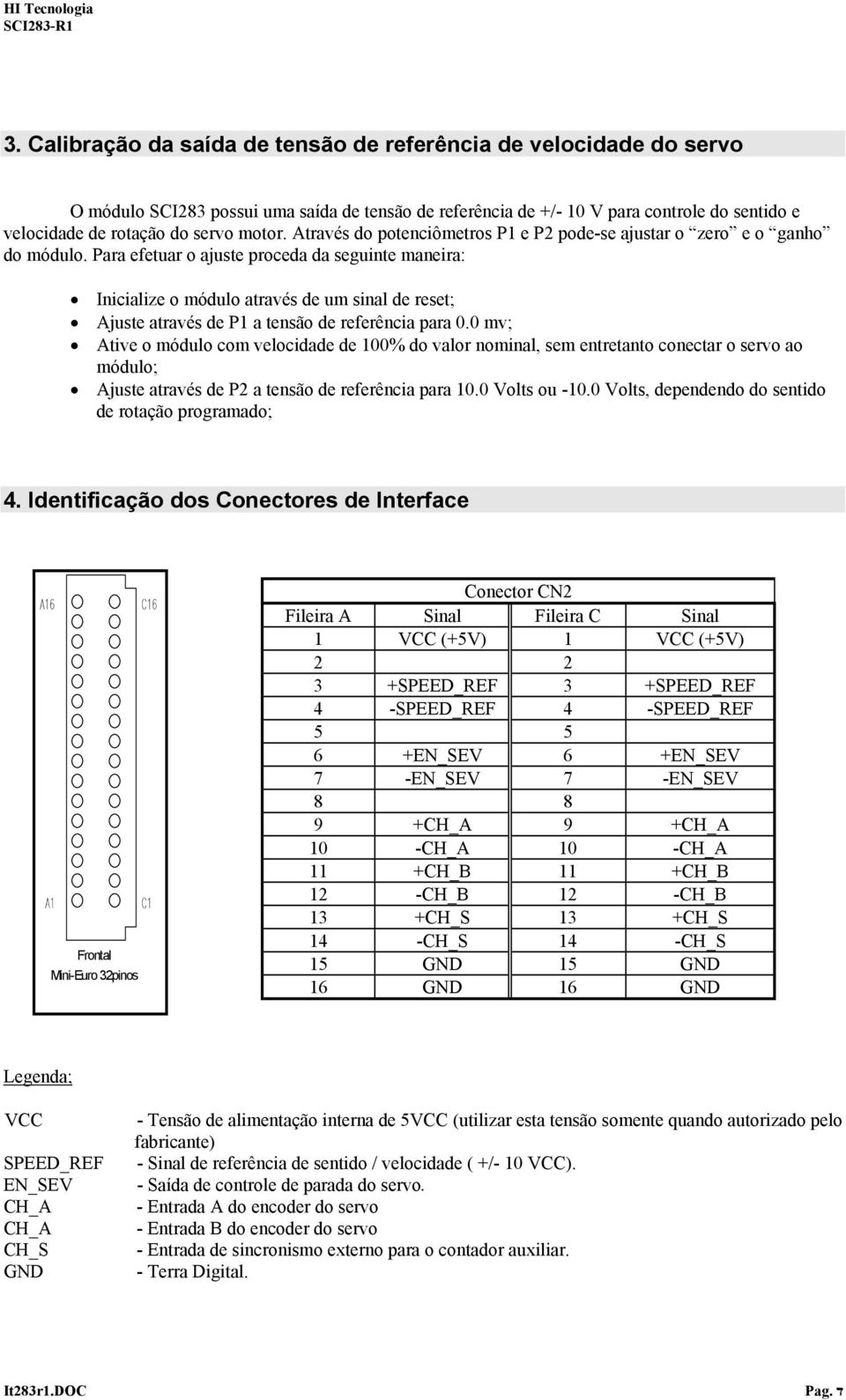 Para efetuar o ajuste proceda da seguinte maneira: Inicialize o módulo através de um sinal de reset; Ajuste através de P1 a tensão de referência para 0.