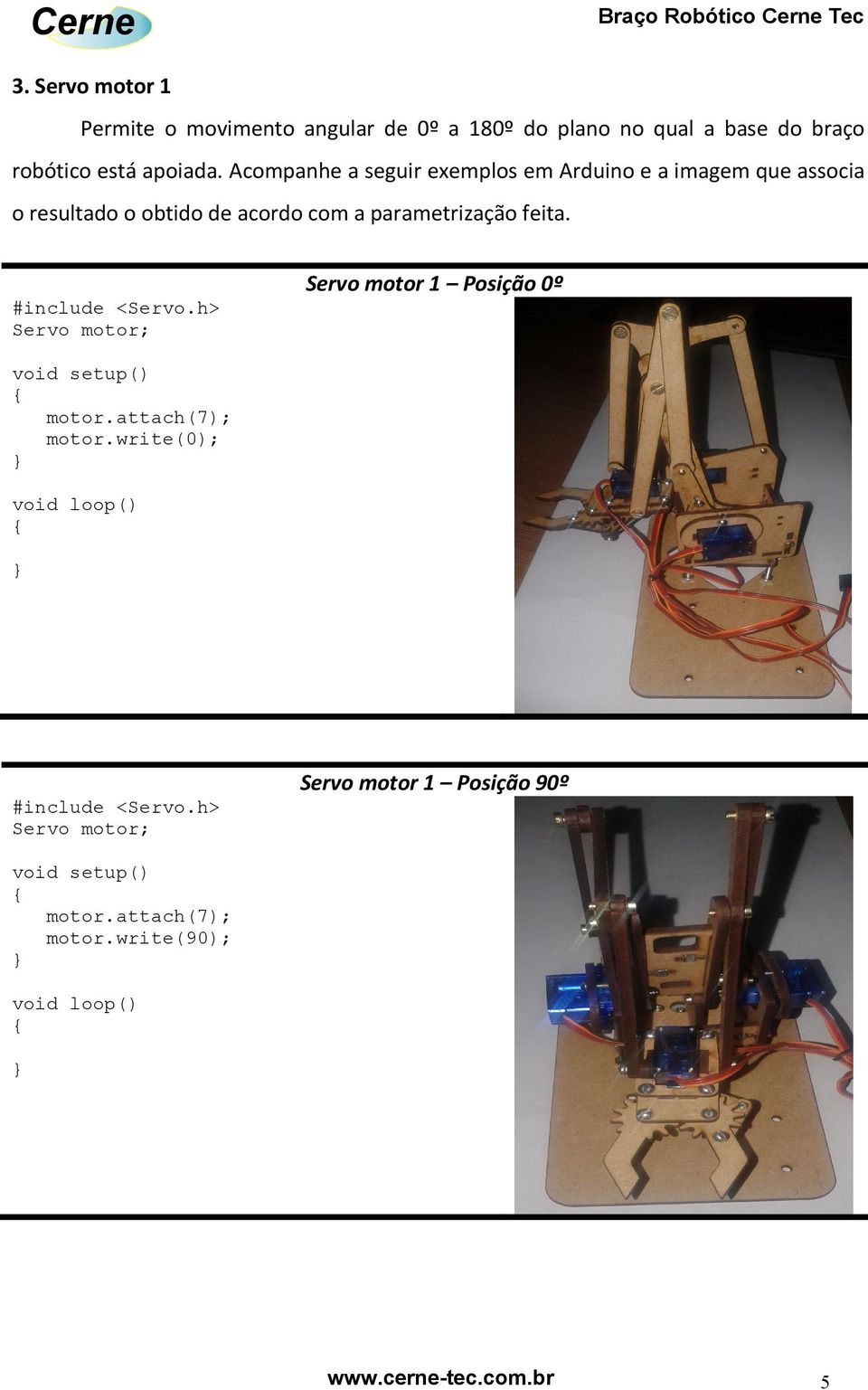 Acompanhe a seguir exemplos em Arduino e a imagem que associa o resultado o