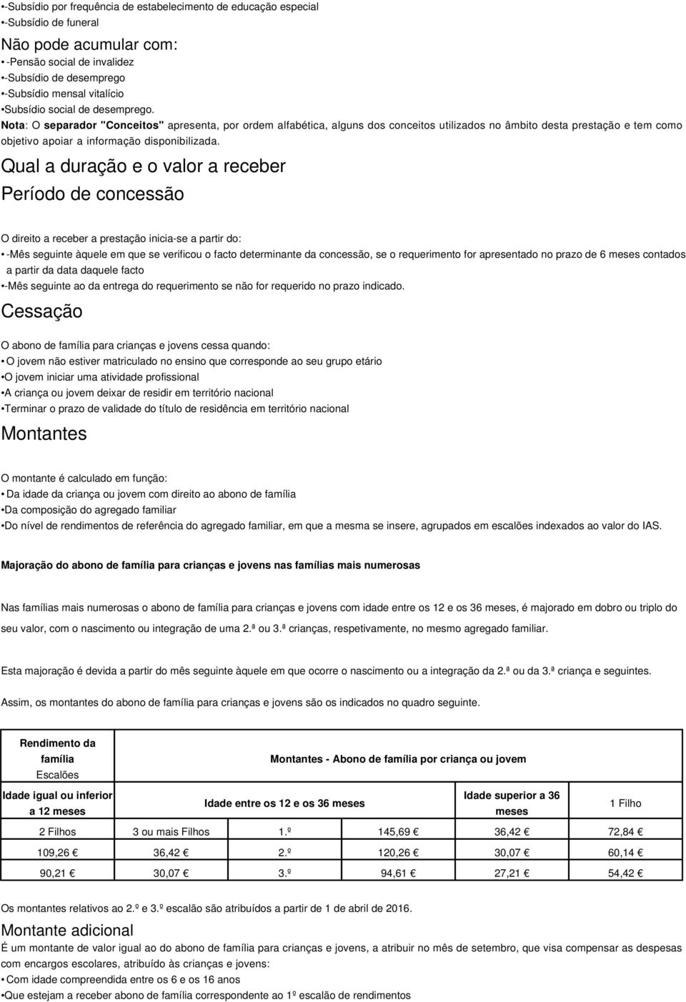 Qual a duração e o valor a receber Período de concessão O direito a receber a prestação inicia-se a partir do: Mês seguinte àquele em que se verificou o facto determinante da concessão, se o