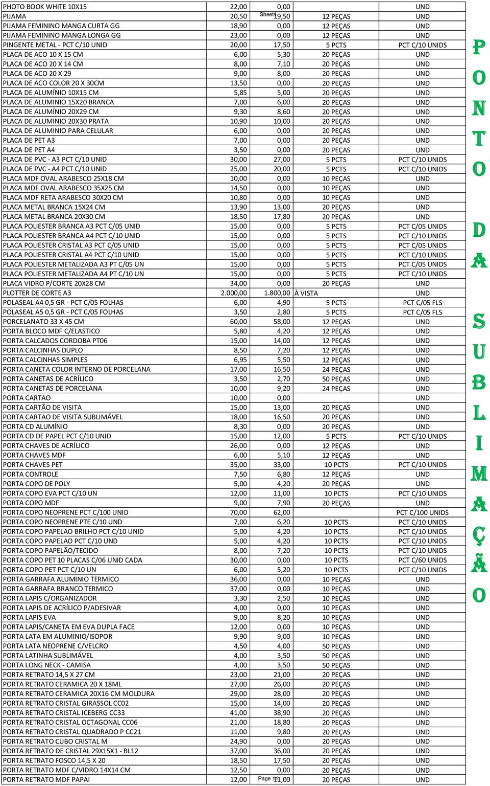 6,00 0,00 20 E C E E 3 7,00 0,00 20 E C E E 4 3,50 0,00 20 E C E VC - 3 C C/10 30,00 27,00 5 C C C/10 C E VC - 4 C C/10 25,00 20,00 5 C C C/10 C F V REC 25X18 C 10,00 0,00 10 E C F V REC 35X25 C