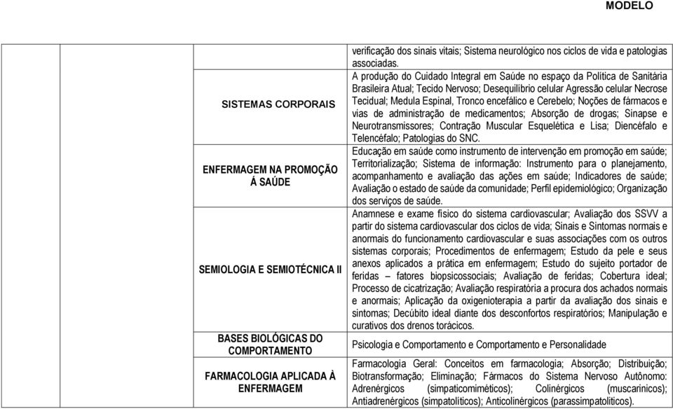 A produção do Cuidado Integral em Saúde no espaço da Política de Sanitária Brasileira Atual; Tecido Nervoso; Desequilíbrio celular Agressão celular Necrose Tecidual; Medula Espinal, Tronco encefálico