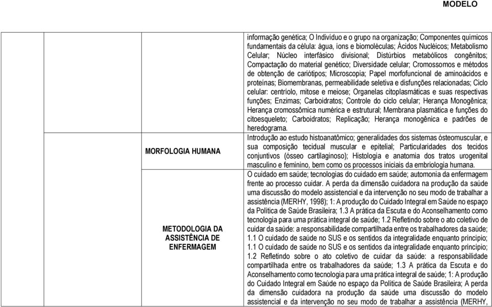 cariótipos; Microscopia; Papel morfofuncional de aminoácidos e proteínas; Biomembranas, permeabilidade seletiva e disfunções relacionadas; Ciclo celular: centríolo, mitose e meiose; Organelas