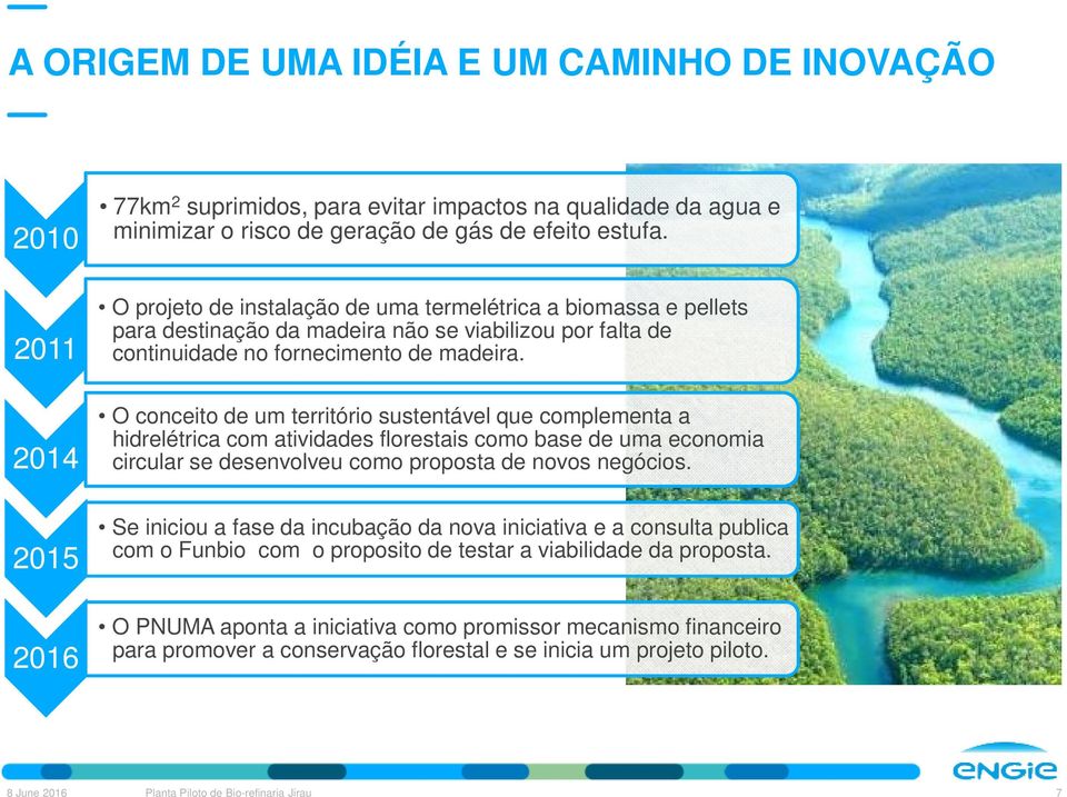 O conceito de um território sustentável que complementa a hidrelétrica com atividades florestais como base de uma economia circular se desenvolveu como proposta de novos negócios.