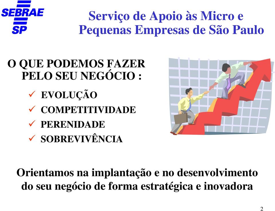 COMPETITIVIDADE PERENIDADE SOBREVIVÊNCIA Orientamos na