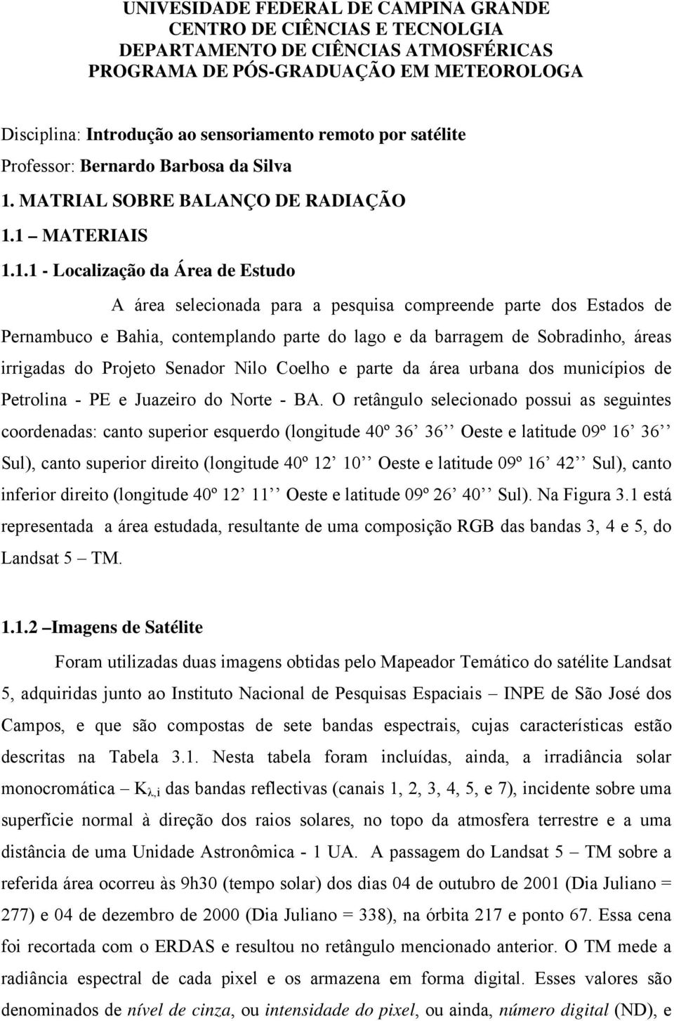 MATRIAL SOBRE BALANÇO DE RADIAÇÃO 1.