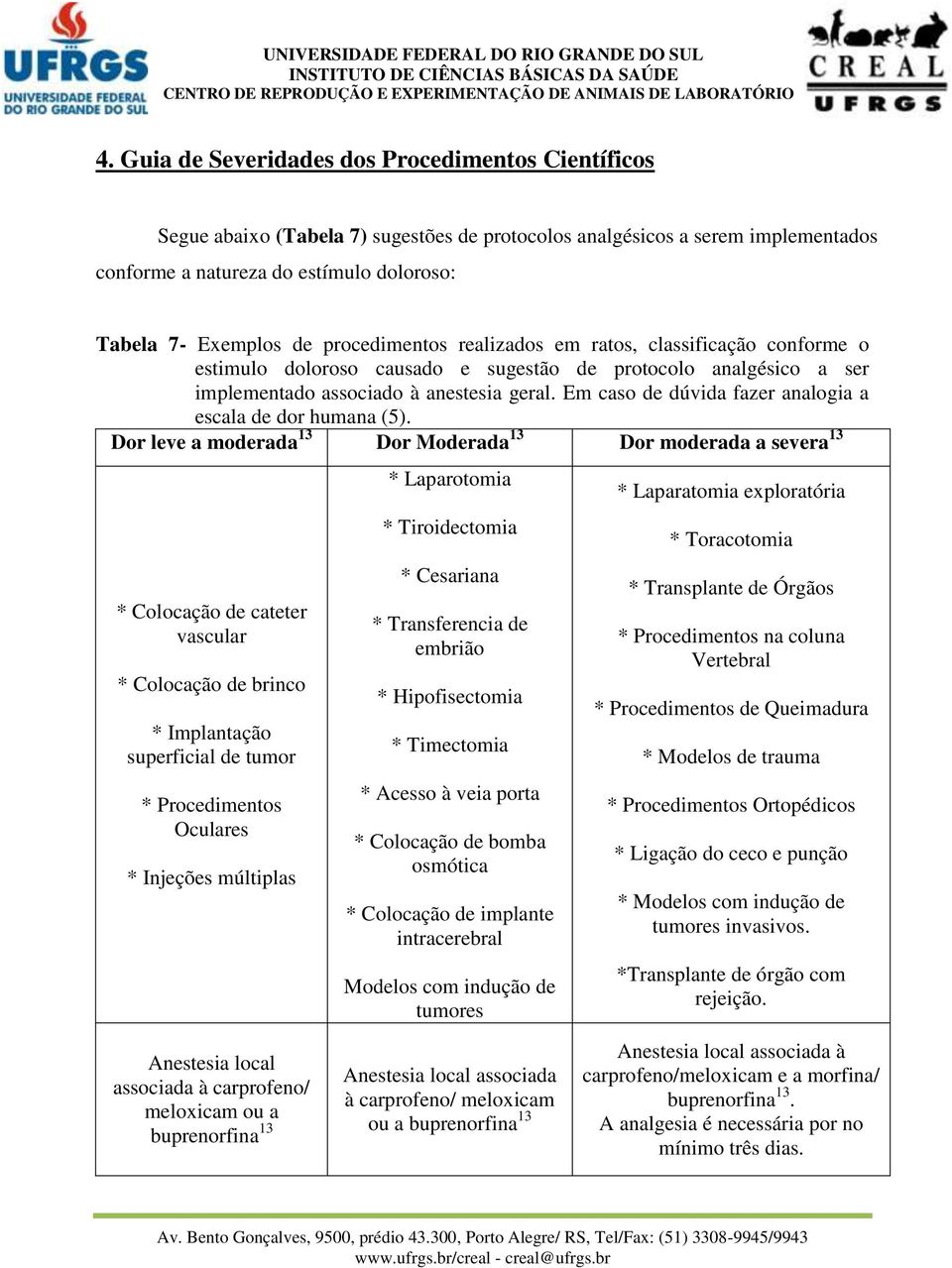 Em caso de dúvida fazer analogia a escala de dor humana (5).