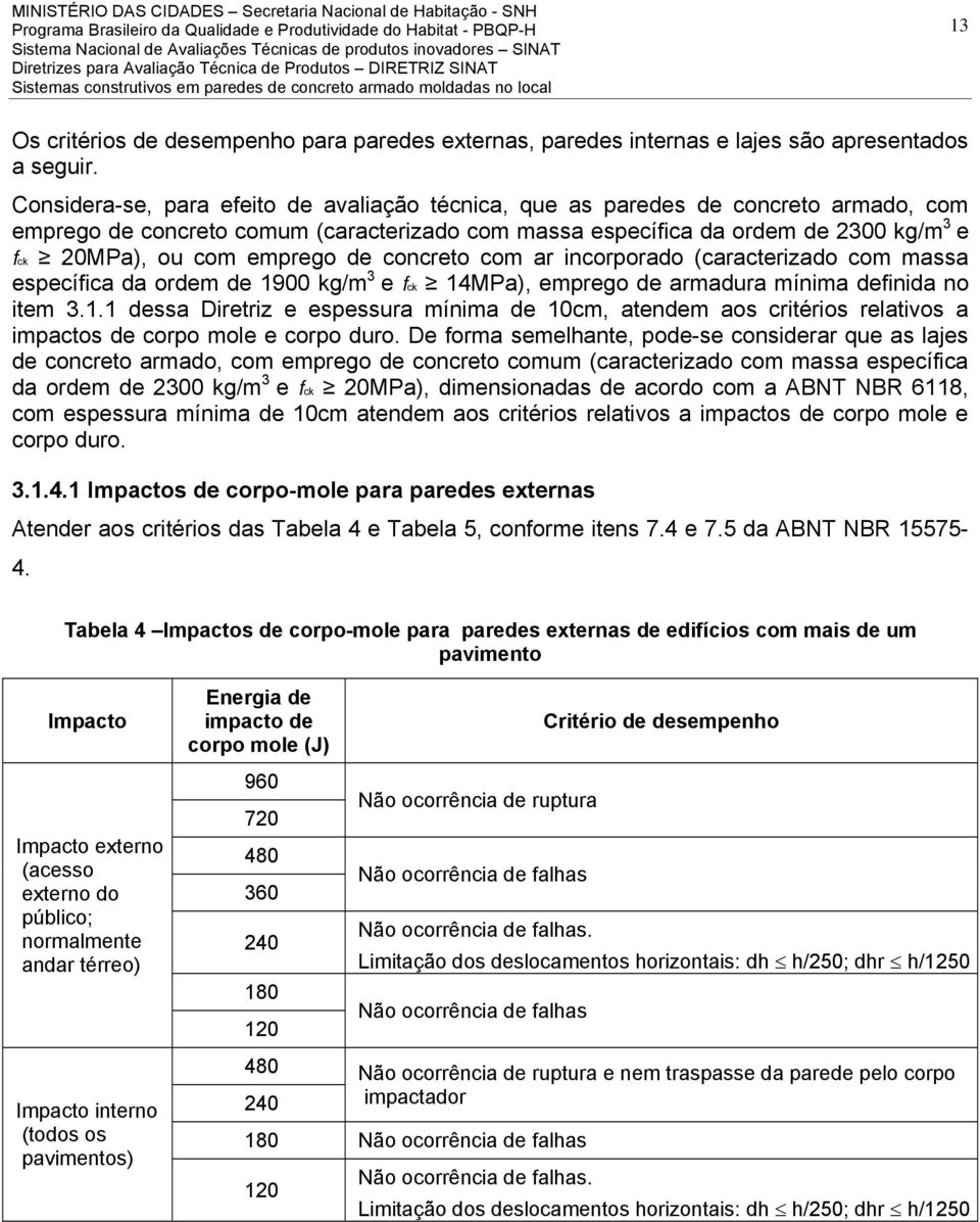 emprego de concreto com ar incorporado (caracterizado com massa específica da ordem de 19