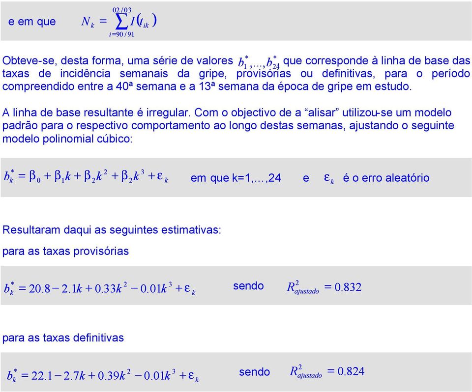 semana da época de grpe em esudo. A lnha de ase resulane é rregular.