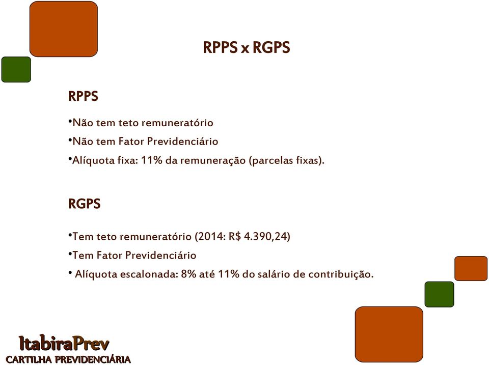 fixas). RGPS Tem teto remuneratório (2014: R$ 4.