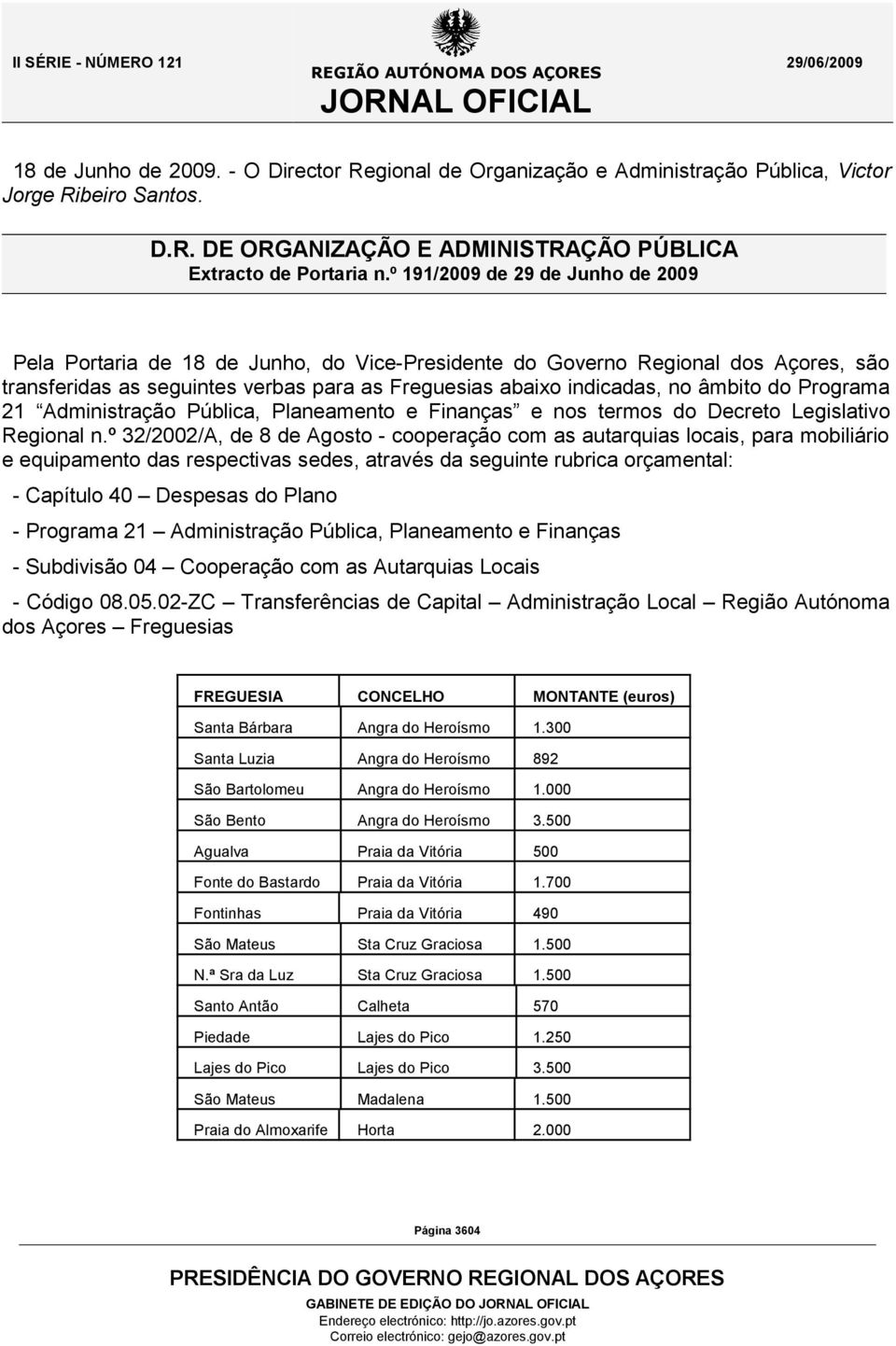 do Programa 21 Administração Pública, Planeamento e Finanças e nos termos do Decreto Legislativo Regional n.