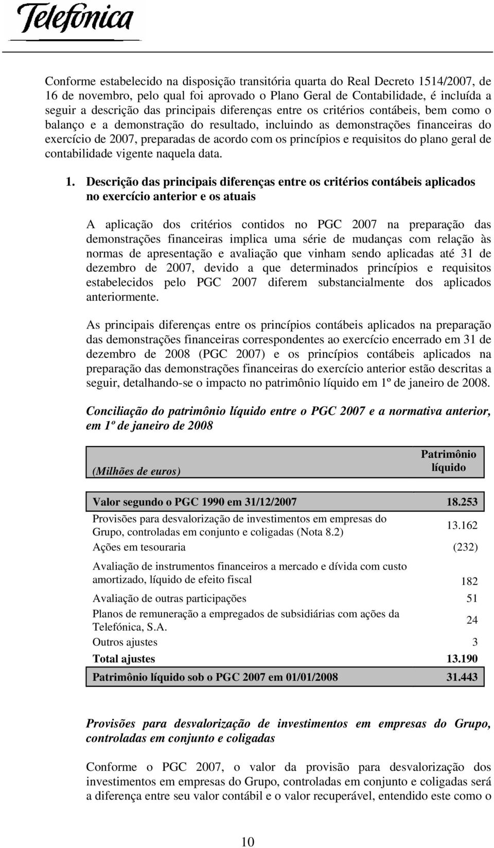 princípios e requisitos do plano geral de contabilidade vigente naquela data. 1.