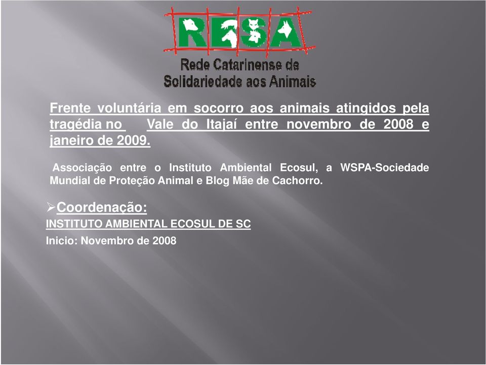 Associação entre o Instituto Ambiental Ecosul, a WSPA-Sociedade Mundial de
