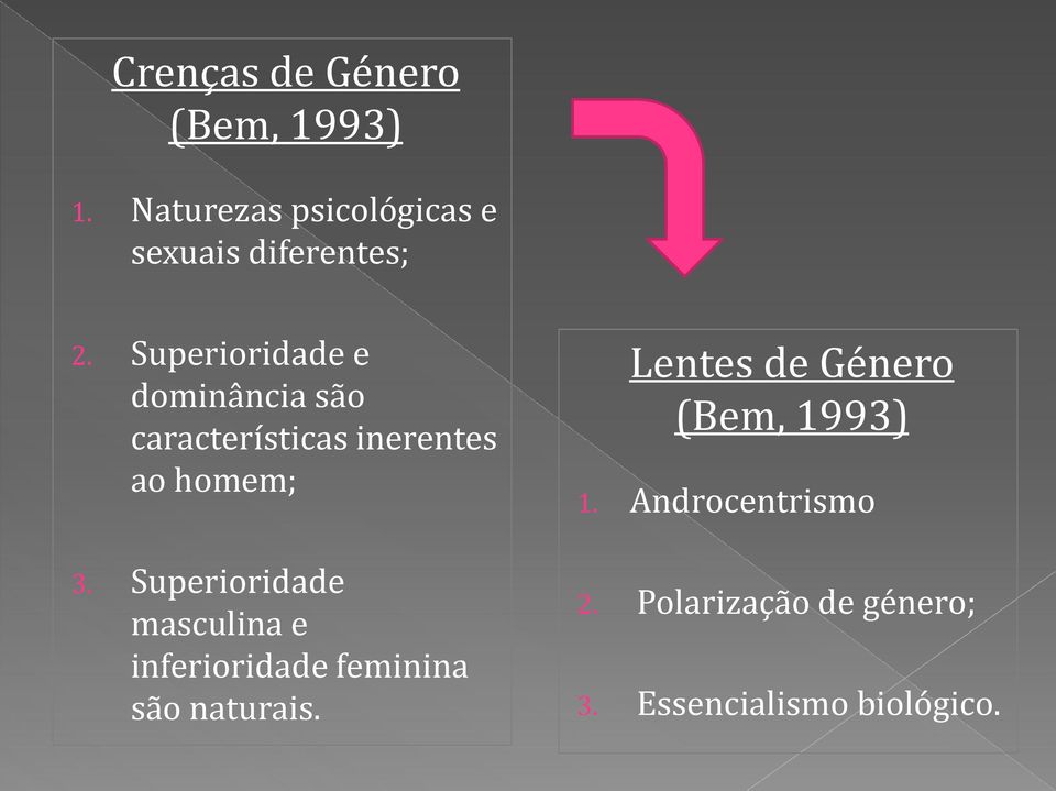 Superioridade e dominância são características inerentes ao homem; 3.