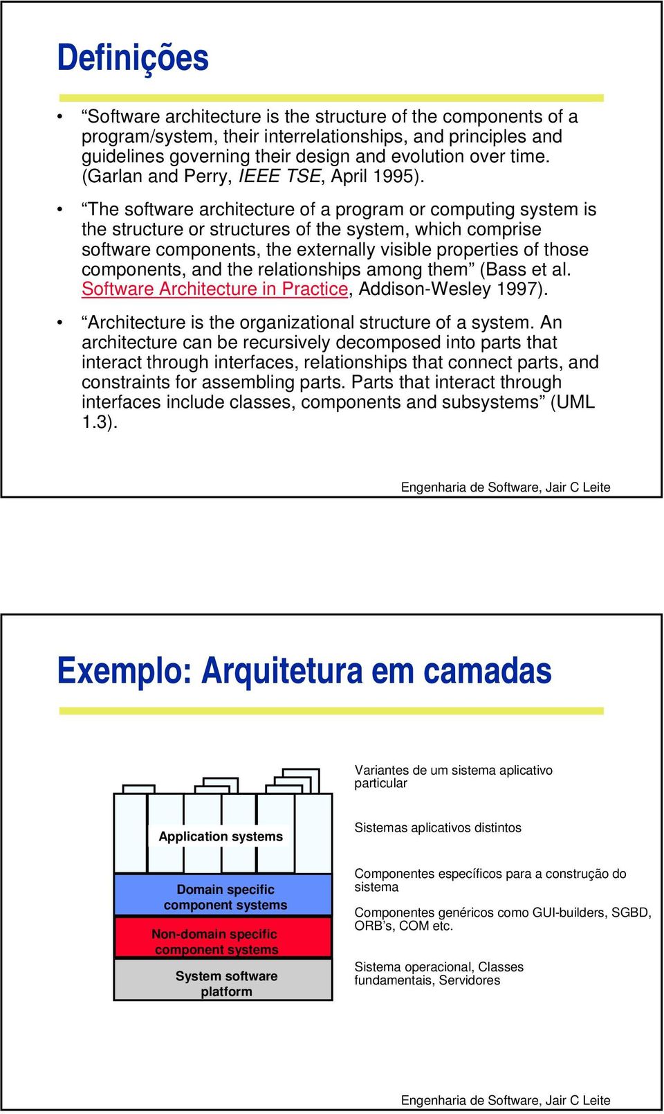 The software architecture of a program or computing system is the structure or structures of the system, which comprise software components, the externally visible properties of those components, and