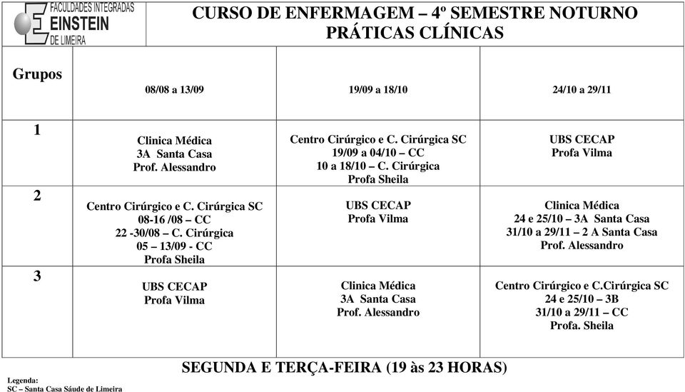 Cirúrgica SC 19/09 a 04/10 CC 10 a 18/10 C.