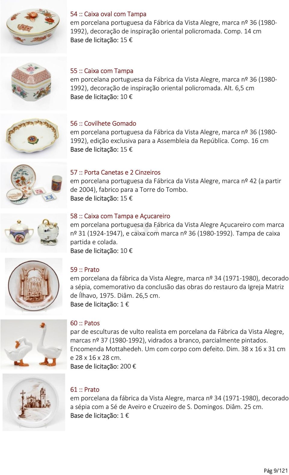 6,5 cm 56 :: Covilhete Gomado em porcelana portuguesa da Fábrica da Vista Alegre, marca nº 36 (1980-1992), edição exclusiva para a Assembleia da República. Comp.