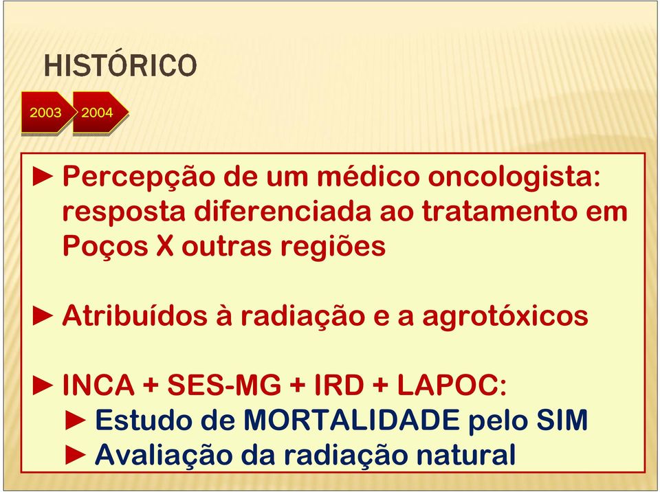 Atribuídos à radiação e a agrotóxicos INCA + SES-MG + IRD