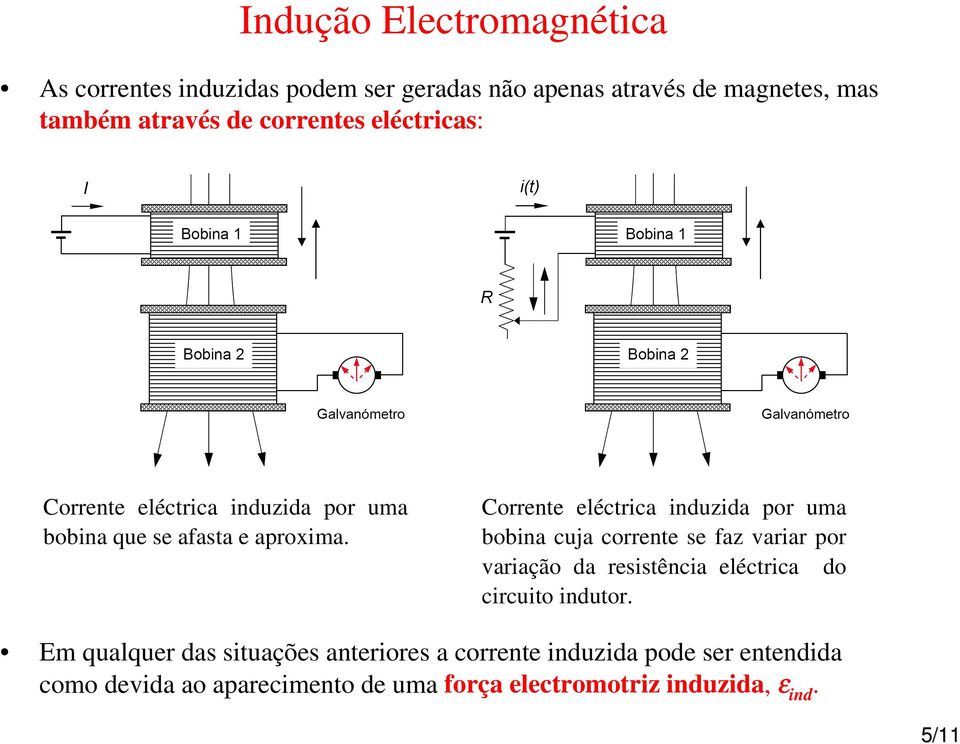 Corrente eléctrica induzida por uma bobina cuja corrente se faz variar por variação da resistência eléctrica do circuito