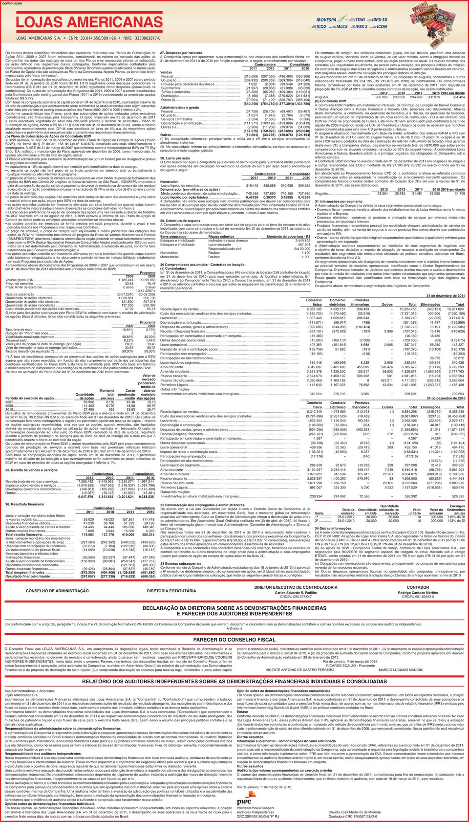 Conforme especialistas contratados pela Companhia, os modelos de precificação Black Sholes e Binomial usualmente utilizados na mensuração de Planos de Opção não são aplicáveis ao Plano da.