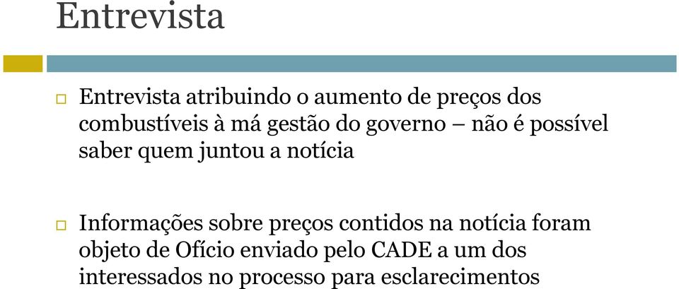 a notícia Informações sobre preços contidos na notícia foram objeto