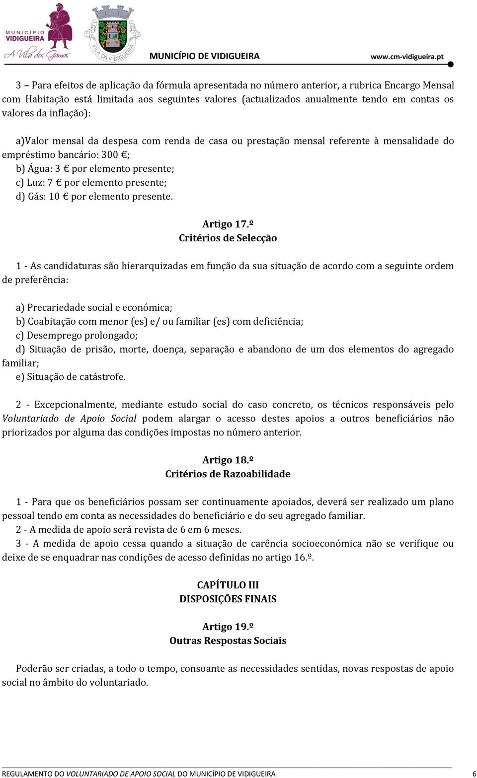 d) Gás: 10 por elemento presente. Artigo 17.