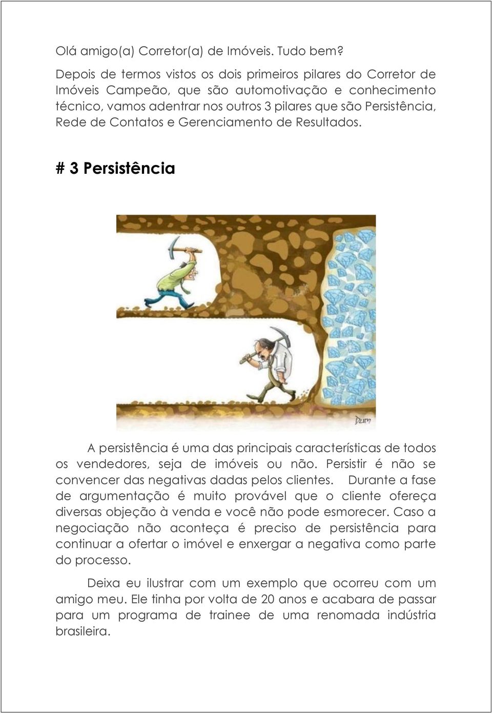 Contatos e Gerenciamento de Resultados. # 3 Persistência A persistência é uma das principais características de todos os vendedores, seja de imóveis ou não.