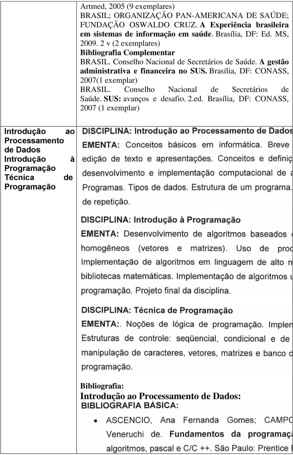 Conselho Nacional de Secretários de Saúde. A gestão administrativa e financeira no SUS. Brasília, DF: CONASS, 2007(1 exemplar) BRASIL.