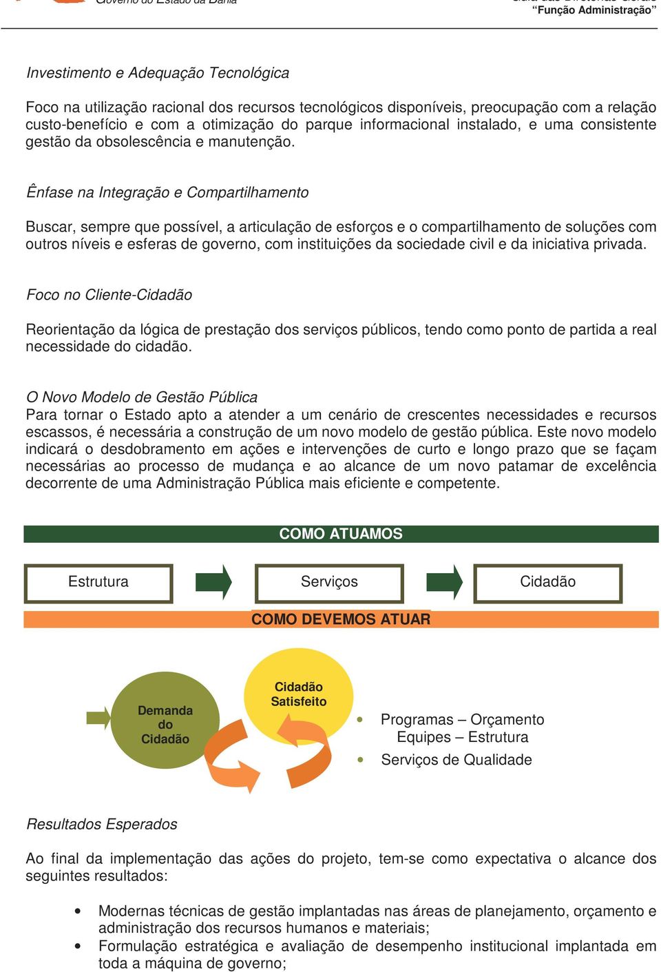 Ênfase na Integração e Compartilhamento Buscar, sempre que possível, a articulação de esforços e o compartilhamento de soluções com outros níveis e esferas de governo, com instituições da sociedade