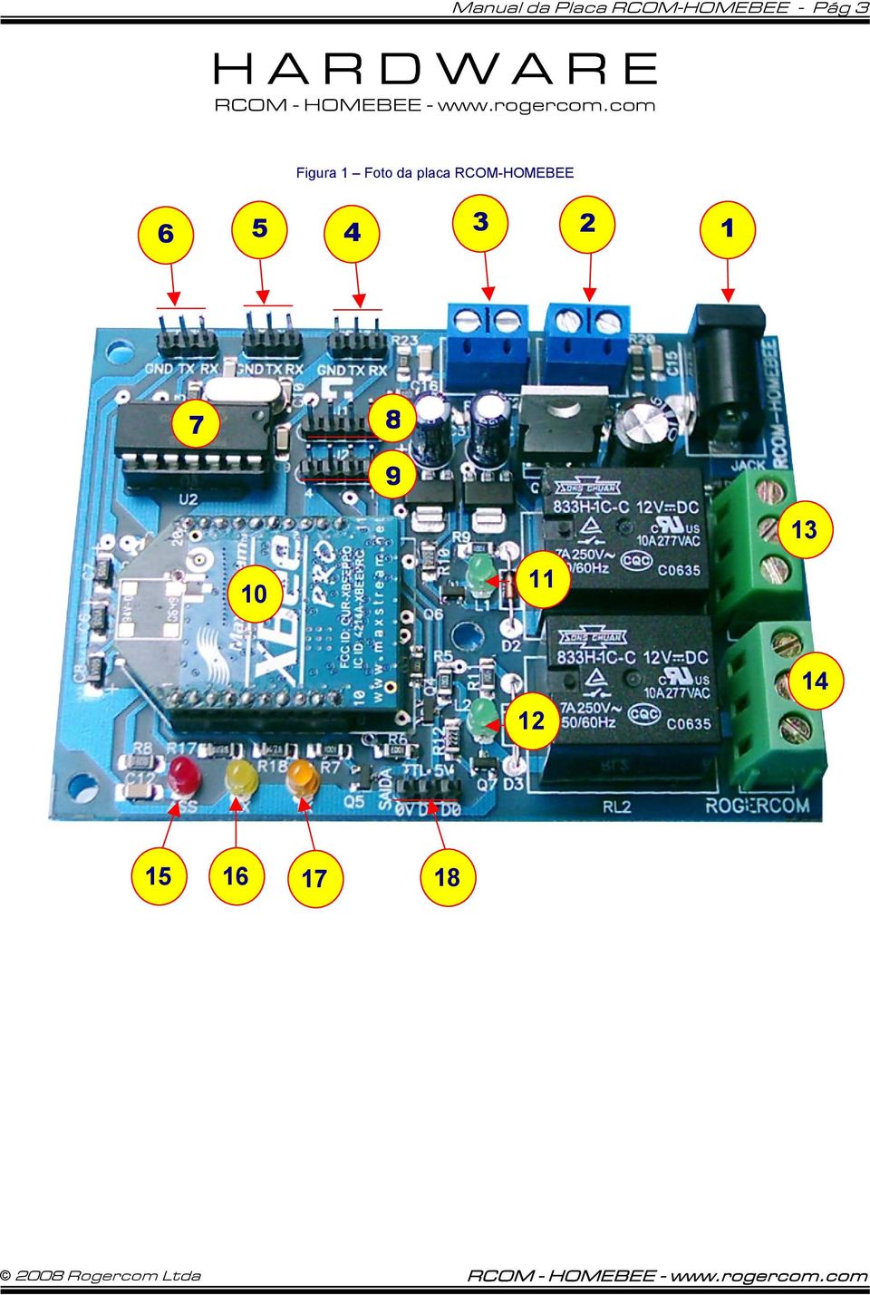 Foto da placa RCOM-HOMEBEE 6 3 2