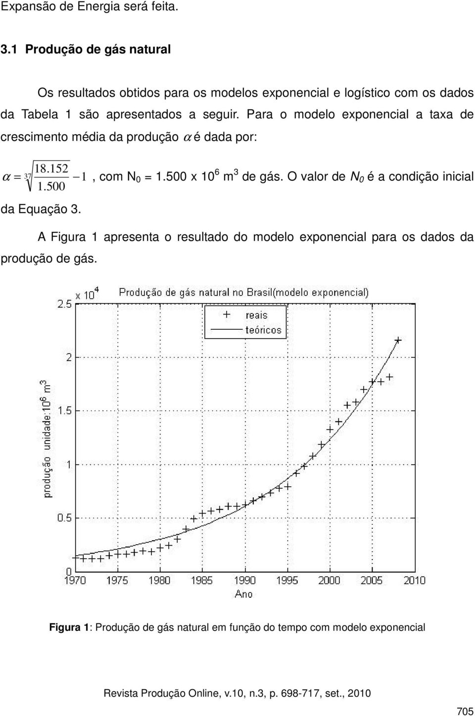 seguir. Para o modelo exponencial a taxa de crescimento média da produção α é dada por: 18.152 α = 37 1, com N 0 = 1.