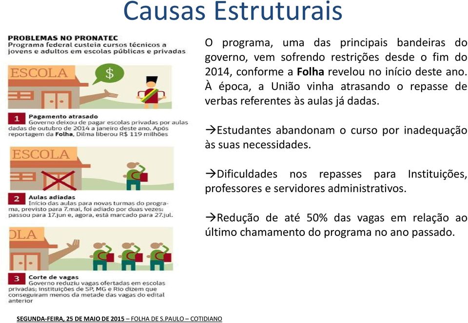 Estudantes abandonam o curso por inadequação às suas necessidades.