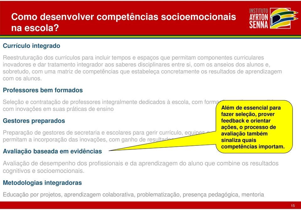 anseios dos alunos e, sobretudo, com uma matriz de competências que estabeleça concretamente os resultados de aprendizagem com os alunos.