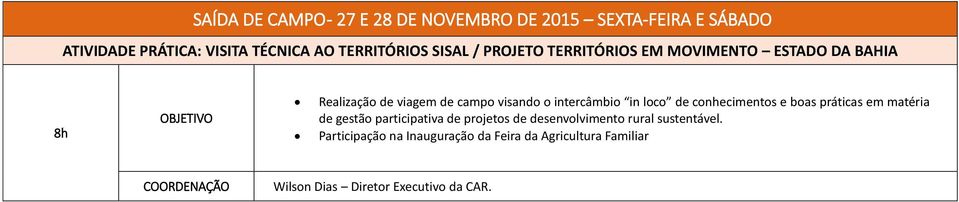 intercâmbio in loco de conhecimentos e boas práticas em matéria de gestão participativa de projetos de