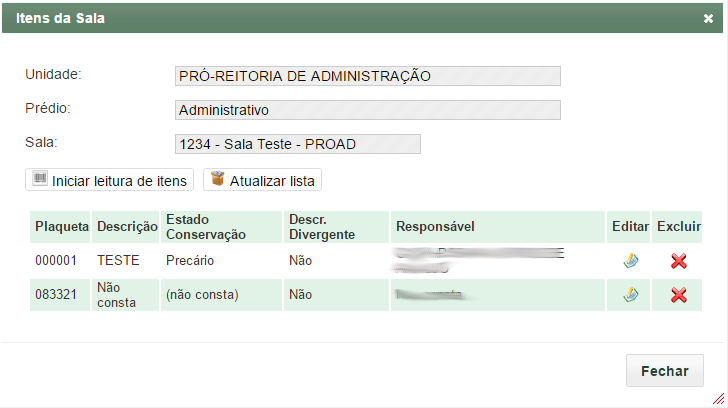 Inventário ficarão disponíveis. Quando um inventário é encerrado, somente a opção Reabrir Inventário ficará disponível.