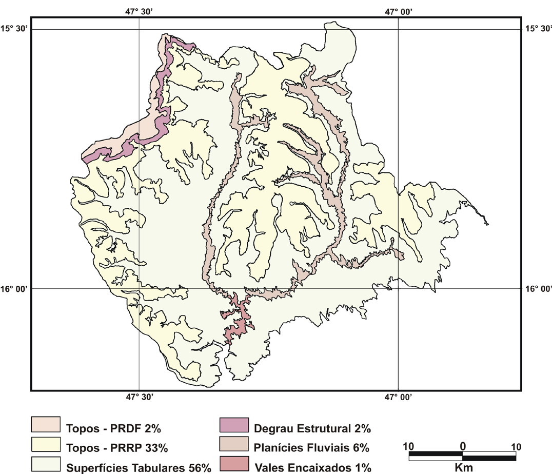 Compartimentação Geomorfológica e suas Relações com Solos na... 19 Fig. 10. Unidades morfológicas do Planalto do Alto Rio Preto.