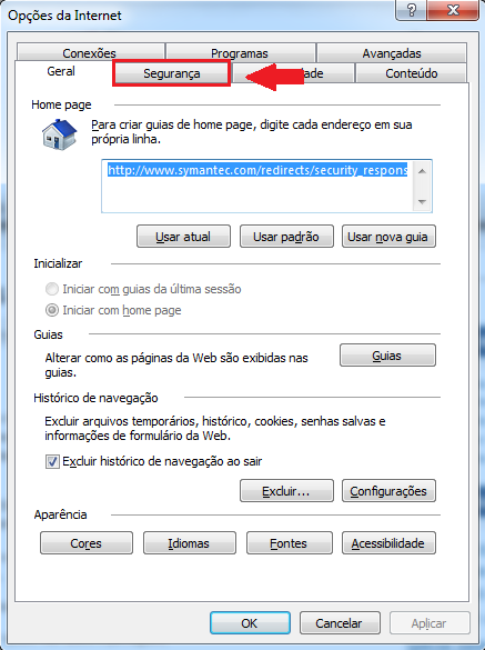 2.a. CONFIGURAÇÃO DO NAVEGADOR DE INTERNET As opções de segurança do navegador devem estar no seu modo Nível padrão.