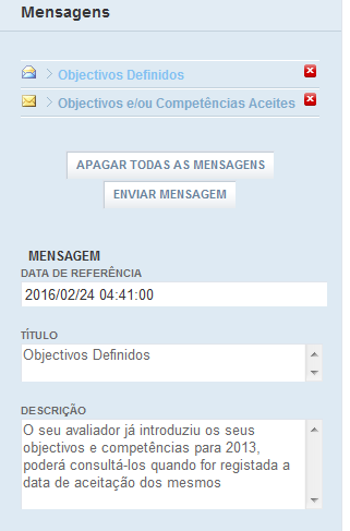 No topo do ecrã, do lado direito, estão visíveis as novas mensagens. Para ver o conteúdo clicar em.