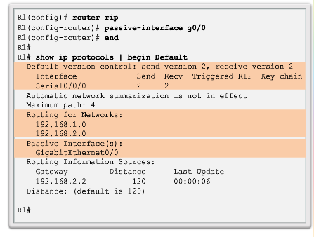 Configurando o protocolo RIP Configurando interfaces passivas O envio de atualizações desnecessárias em uma LAN